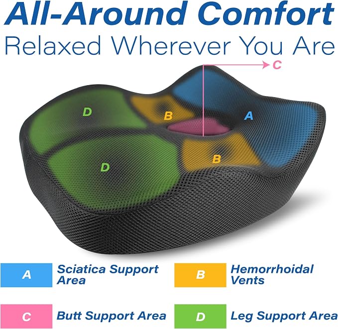 Car Seat Cushion, Ergonomic Memory Foam Car Cushion - Image 4