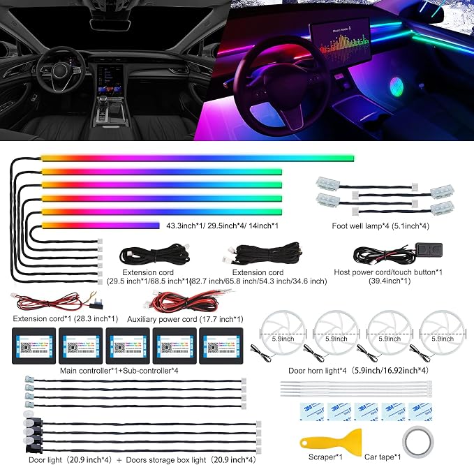 Dreamcolor Acrylic Interior Car LED Strip Light - Image 2