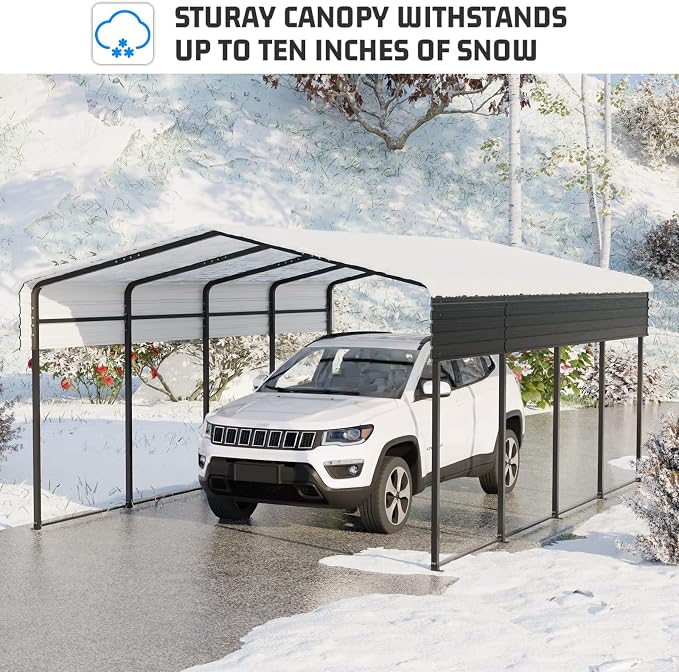 10 x 15 FT Metal Carport with Heavy Duty Galvanized Steel Roof & Durable Frame - Image 4
