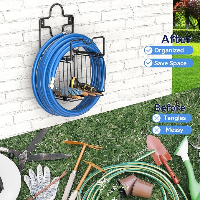 Garden Hose Holders for Outside Metal Water Hose Holder Wall Mount Hose Hanger - Image 7