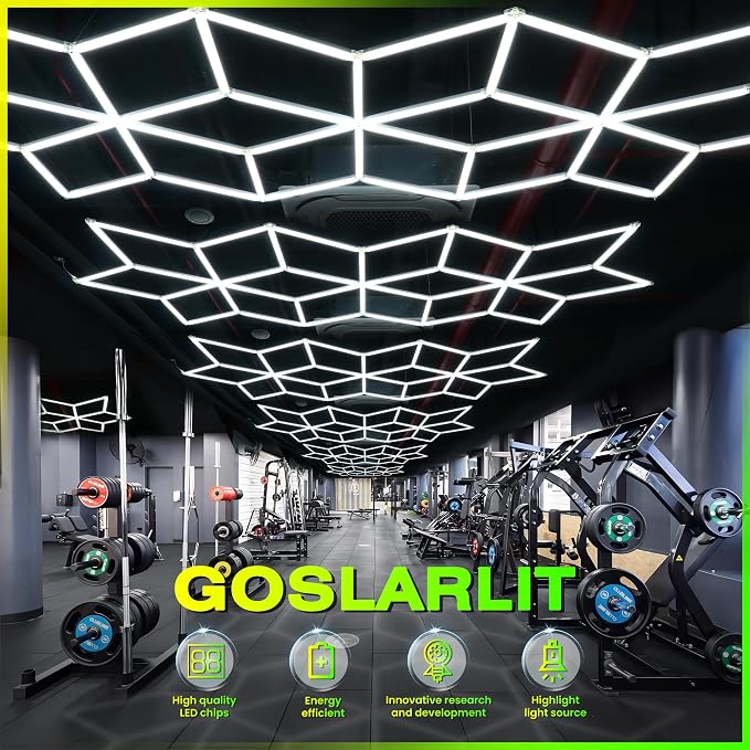 GOSLARLIT LED Garage Light Hexagon, Hexagram Shop Detailing Lights, 6500K - Image 2