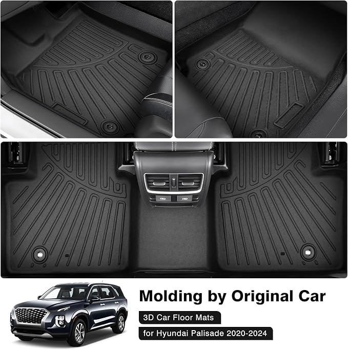 Powerty Floor Mats for 2020-2024 2025 Hyundai Palisade Accessories All Weather - Image 2