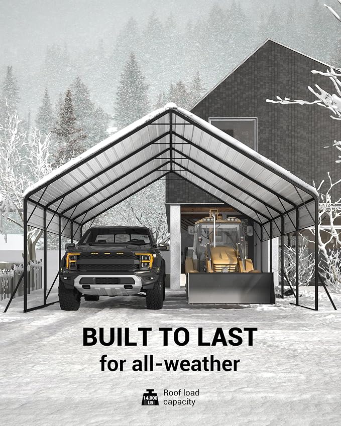 20'x20'x13' Metal Carport for 2 Cars, Heavy Duty Car Ports for Heavy Snow - Image 2