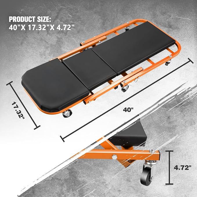 DNA MOTORING 40 Inches Folding 2 in 1 Rolling Z Creeper, Adjustable Roller - Image 5