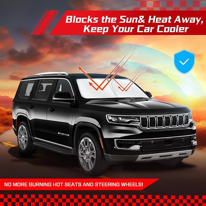ARISMOTOR Windshield Sun Shade for Jeep Wagoneer 2022-2025, Custom Fit Foldable - Image 7