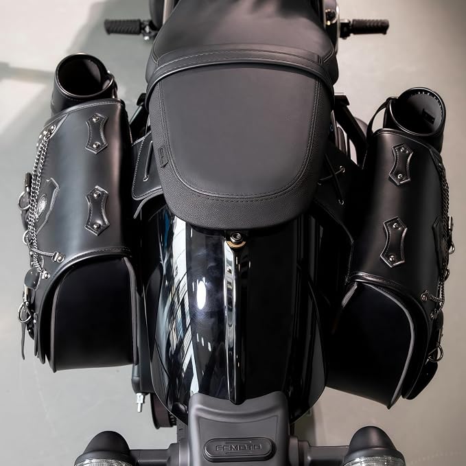 Motorcycle Saddlebags, 30L Leather Waterproof Side Saddle Bags - Image 7