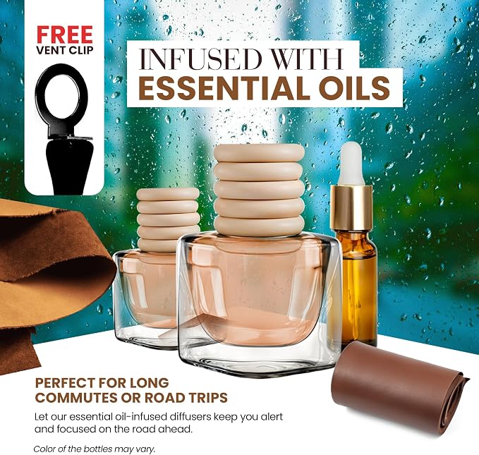 Deep Leather Car Air Freshener for Men | Pack of 2 Long Lasting Automotive Air - Image 4