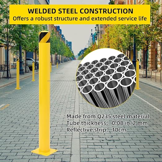 Safety Bollard 4 Packs, 42 Inch Height Steel Post, 4.5 Inch Diameter Parking - Image 6