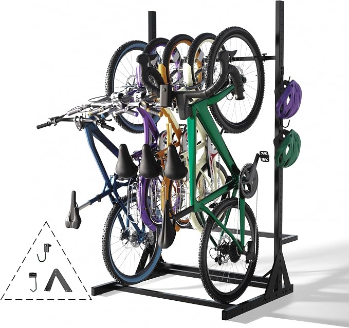 JWX Freestanding 5 Bike Rack, Heavy Duty Floor Bike Stand by JWX