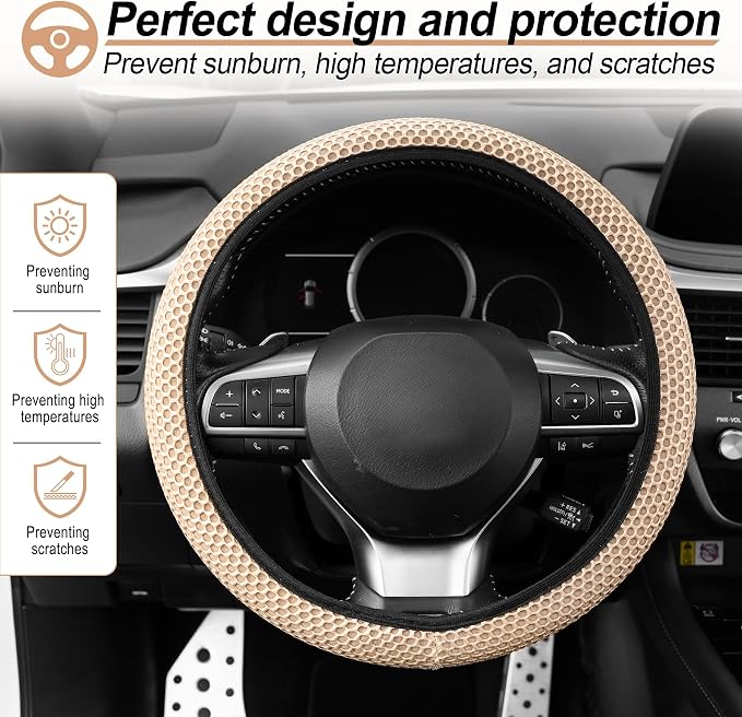 alpmosn Elastic Stretch Steering Wheel Cover, Breathable Microfiber Ice Silk - Image 5