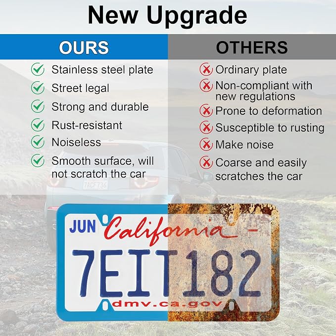 LivTee 4 Holes Stainless Steel License Plate Frames, Automotive Exterior - Image 6
