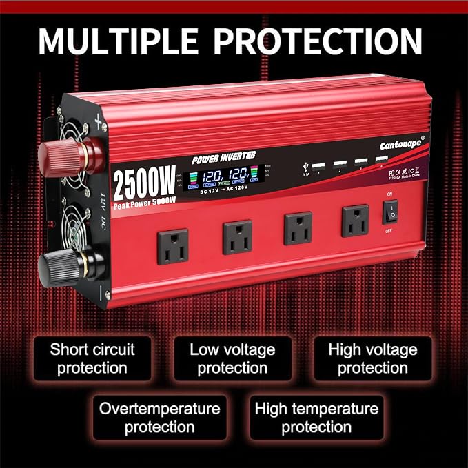 2500W Power Inverter 12V to 110V/120V DC to AC - Image 6