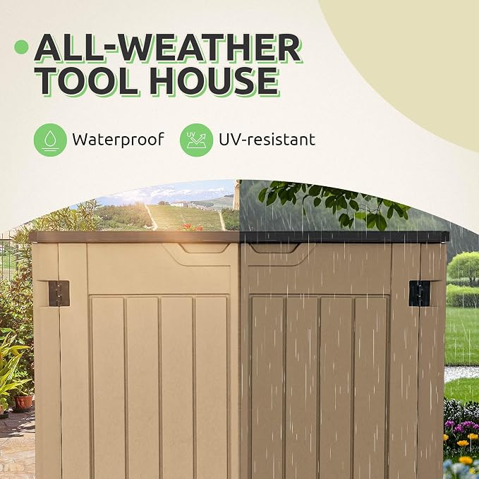 GOOBED 4.5x4ft Outdoor Horizontal Resin Storage Shed, 47 cuft Large Waterproof - Image 5
