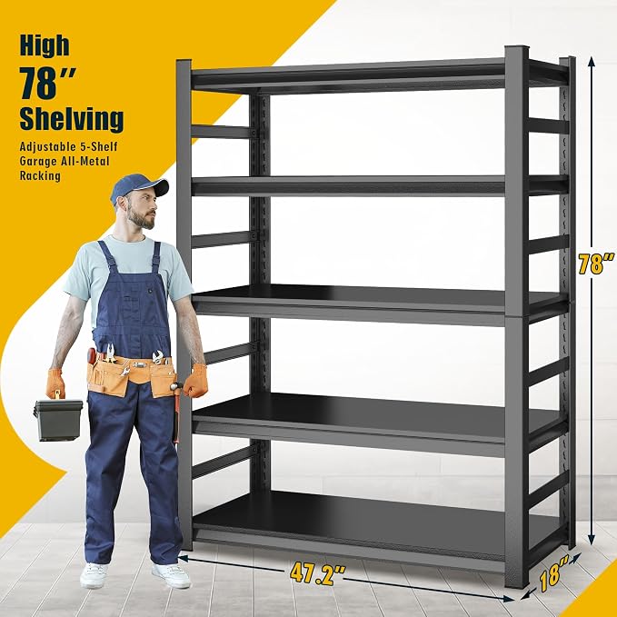 78"H Garage Shelving Heavy Duty Shelving Units, 3500LBS Large Capacity - Image 3