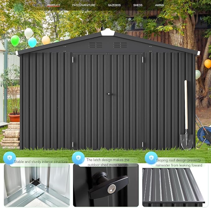AECOJOY Shed 10' x 14' Storage Shed, Outdoor Storage Sheds & Outdoor Storage - Image 5