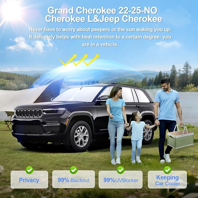 8pcs Car Window Shades for Grand Cherokee 22-25 Accessories, Windshield Side - Image 2