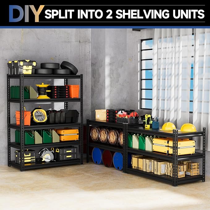 5-Tier 35" W X 18" D X 72" H Garage Shelving 2500LBS Heavy Duty Shelving - Image 5