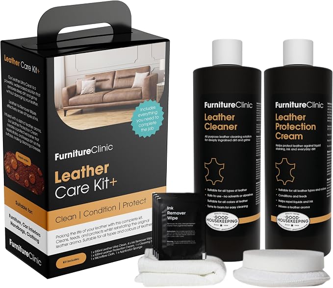 Furniture Clinic Large Leather Care Kit | Leather Cleaner + Conditioning by FurnitureClinic