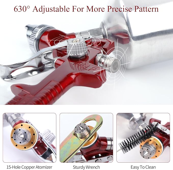 HVLP Spray Paint Gun, Automotive Gravity Feed Paint Gun Kit - Image 6