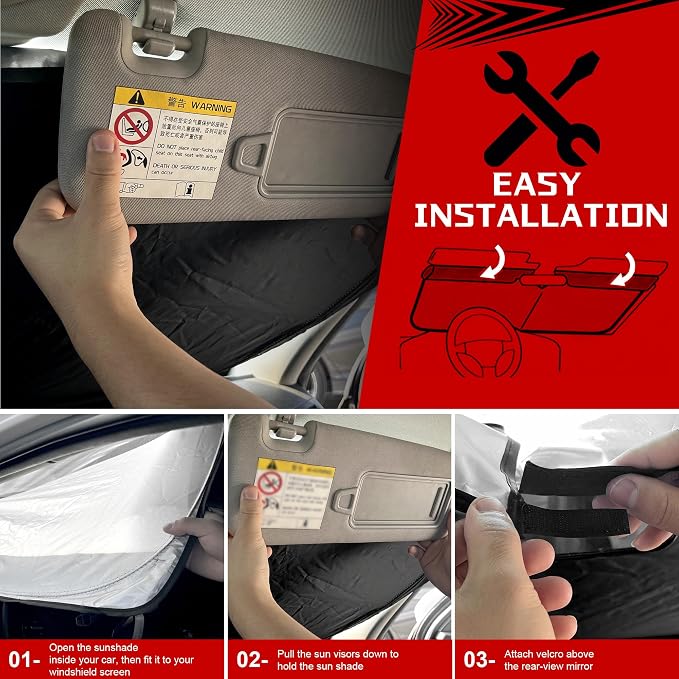 Windshield Sun Shade for 2024-2025 Che-vrolet/Chevy Blazer EV Foldable Sun - Image 6