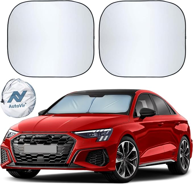 2 Piece Car Windshield Sun Shade Foldable | Durable Polyester Windshield by Autovir