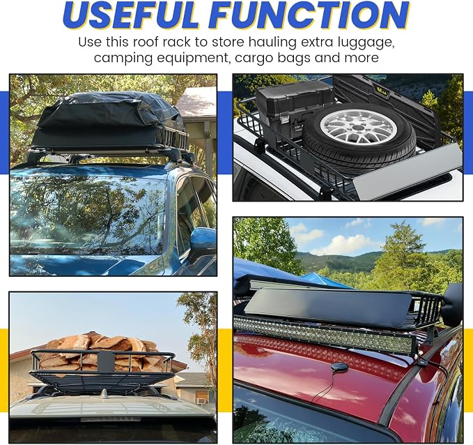 ECOTRIC 67" x 39" x 5.1'' Universal Roof Rack Cargo Carrier Basket - Image 8