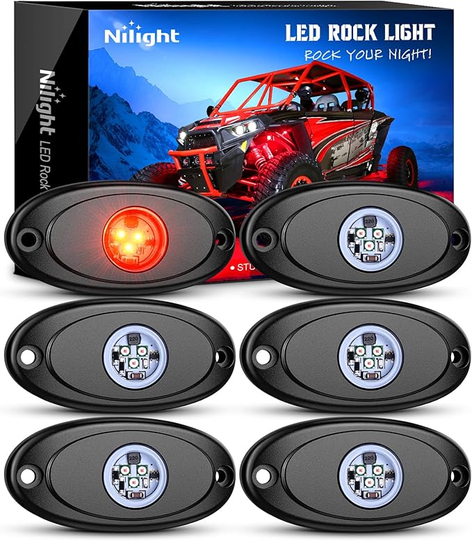 Nilight LED Rock Light 6PCS Underglow Wheel Well Pods Waterproof Exterior by Nilight