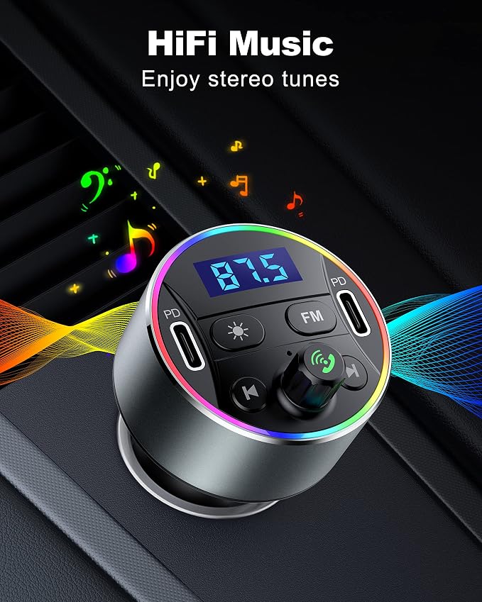 Dual PD 40W Type-C USB Car Charger Bluetooth Car Adapter Bluetooth 5.3 FM - Image 3