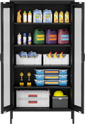 73 '' Metal Garage Storage Cabinet, 2 Doors and 4 Adjustable Shelves, mesh Door by Washsemba