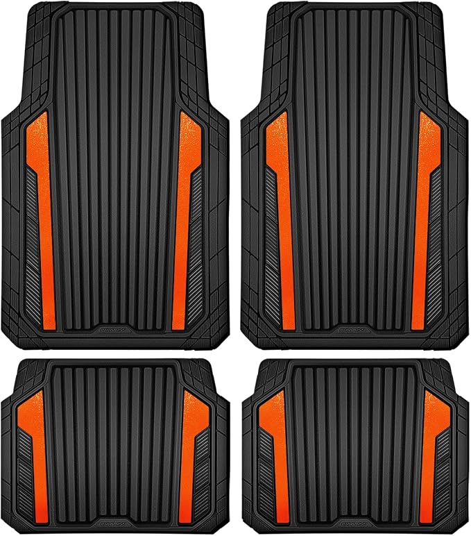 CAR PASS Heavy Duty Rubber Car Mats Metallic, Aluminum Film All Weather Floor - Image 9