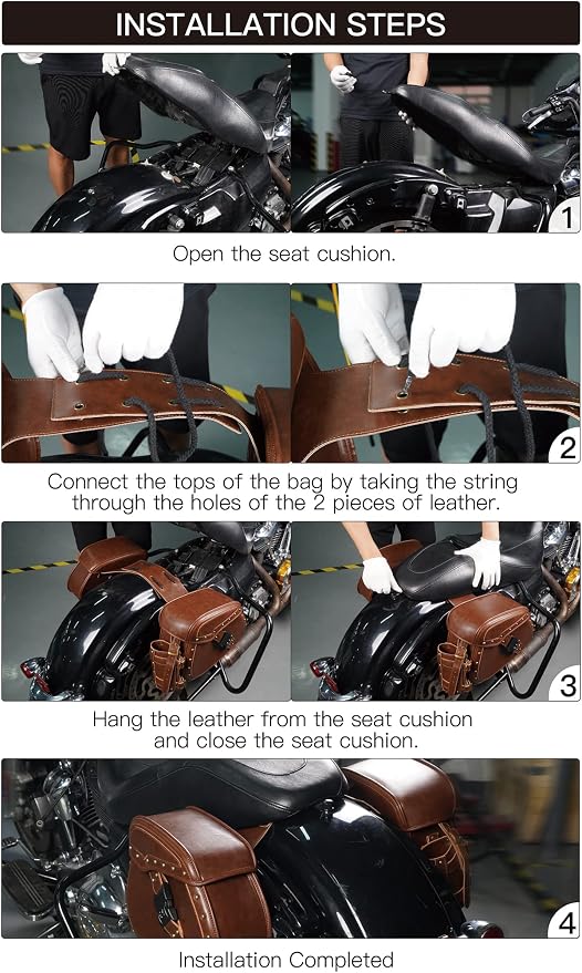 NICECNC Motorcycle Saddle Bags, PU leather Motorcycle Saddlebags, Reinforced - Image 8