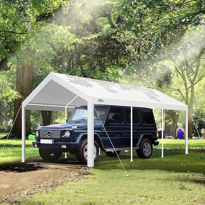COBIZI Carport 10x20ft Heavy Duty Portable Garage, 2.0 Powder Coated Frame - Image 2