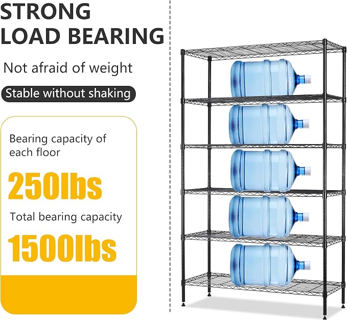 16''Lx42''Wx72''H 6 Shelf Wire Shelving Unit Heavy Duty Metal Storage Shelves - Image 4