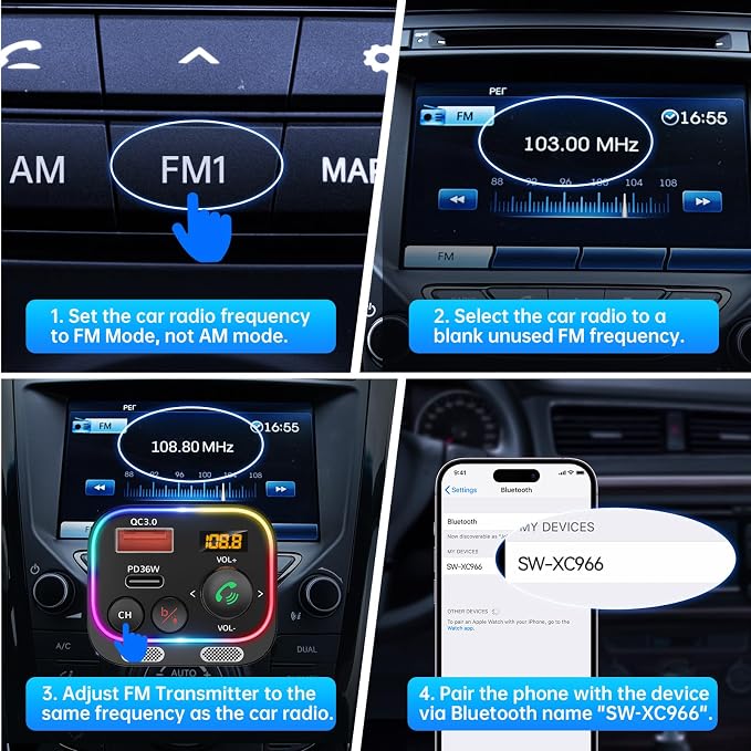 Syncwire Bluetooth 5.4 FM Transmitter Car Adapter 54W Wireless Radio Receiver - Image 8
