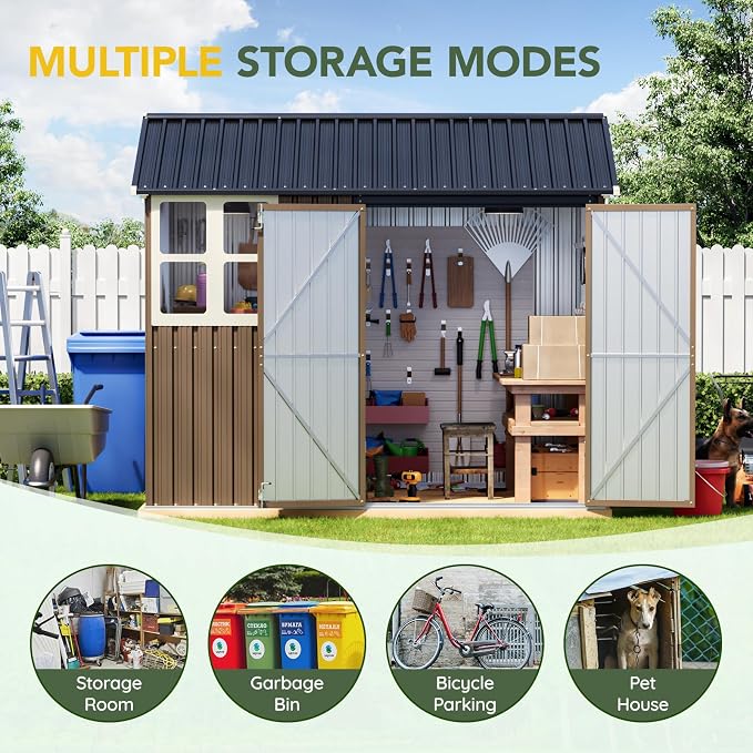 Breezz 6X8FT Outdoor Steel Storage Shed - Image 5