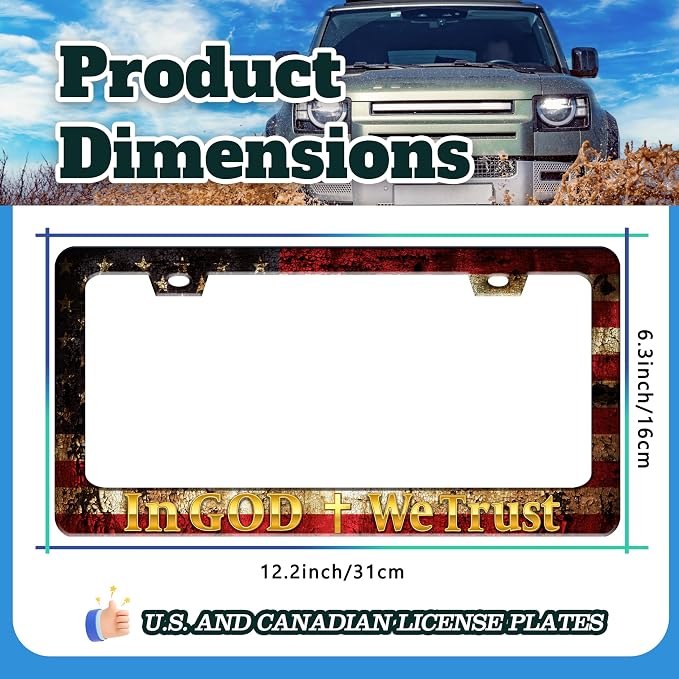 in God We Trust License Plate Frame Cross American Flag - Image 3