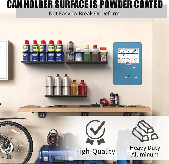 6 Pack Spray Bottle Holder Wall-Mounted, Aerosol Spray Can Holder Storage Rack - Image 5
