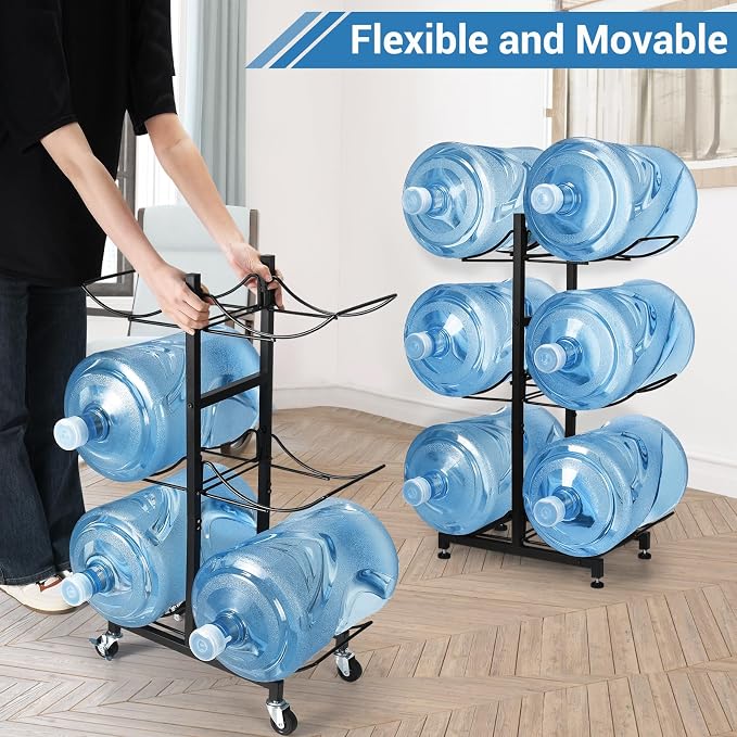 5 Gallon Water Jug Holder with 4 Wheels, Movable Heavy Duty Foldable Water Jug - Image 2