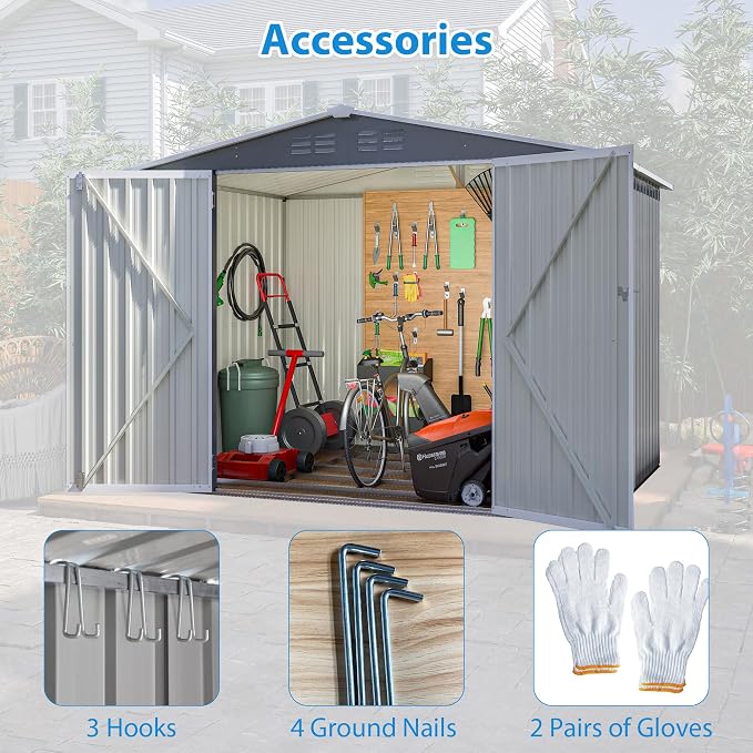 Outdoor Storage Shed, 8X6 FT Metal Garden Shed - Image 7