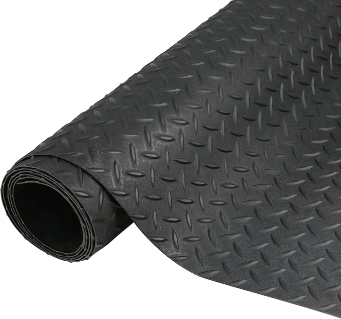 7.5 x 17 FT Garage Floor Mat, 2.5 mm Thickness Diamond PVC Garage Flooring Roll by Goldshire