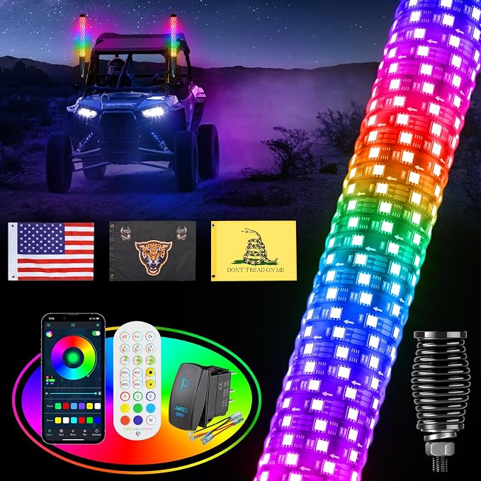 3FT Fat Whip Lights for UTV ATV by Ehaho