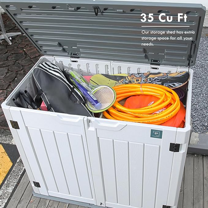 35 Cu.ft Outdoor Storage Shed, Large Resin Storage Box, Waterproof & Lockable - Image 3