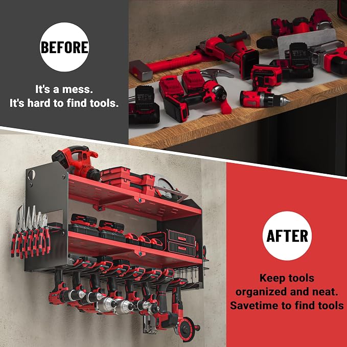 YYR Power Tool Organizer Wall Mount, Cordless Drill and Battery Holder - Image 9