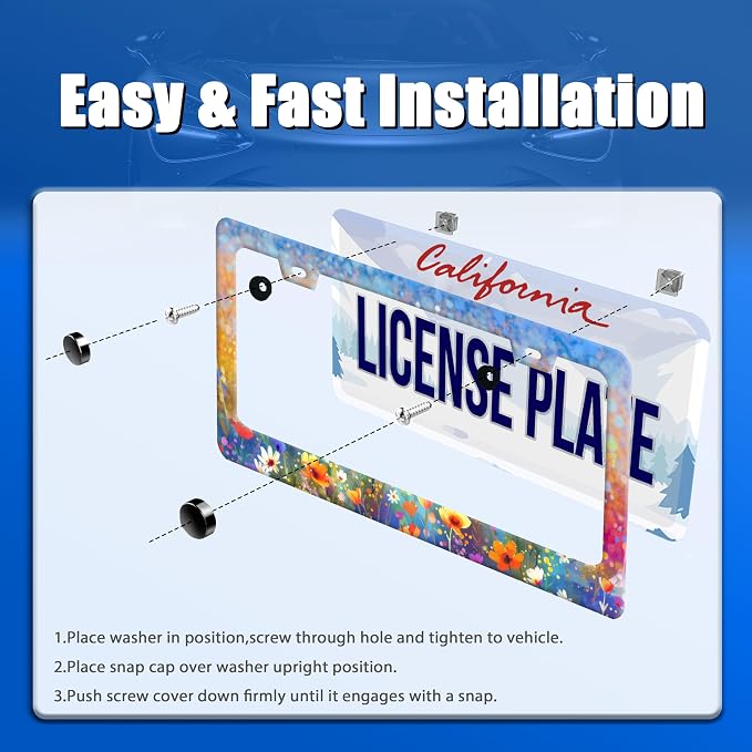 Abstract Floral License Plate Frame Watercolor Flowers License Plate Stainless - Image 3
