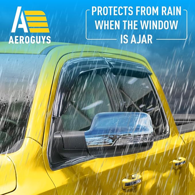 Extra Durable Window Deflectors Chrome Trim Tape-On Window Visors Rain Guards - Image 2