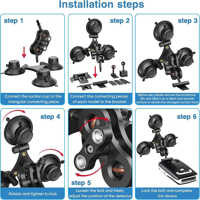 Radar Detector Mount, Triangular Suction Cup Mount, Windshield Radar Detector - Image 7