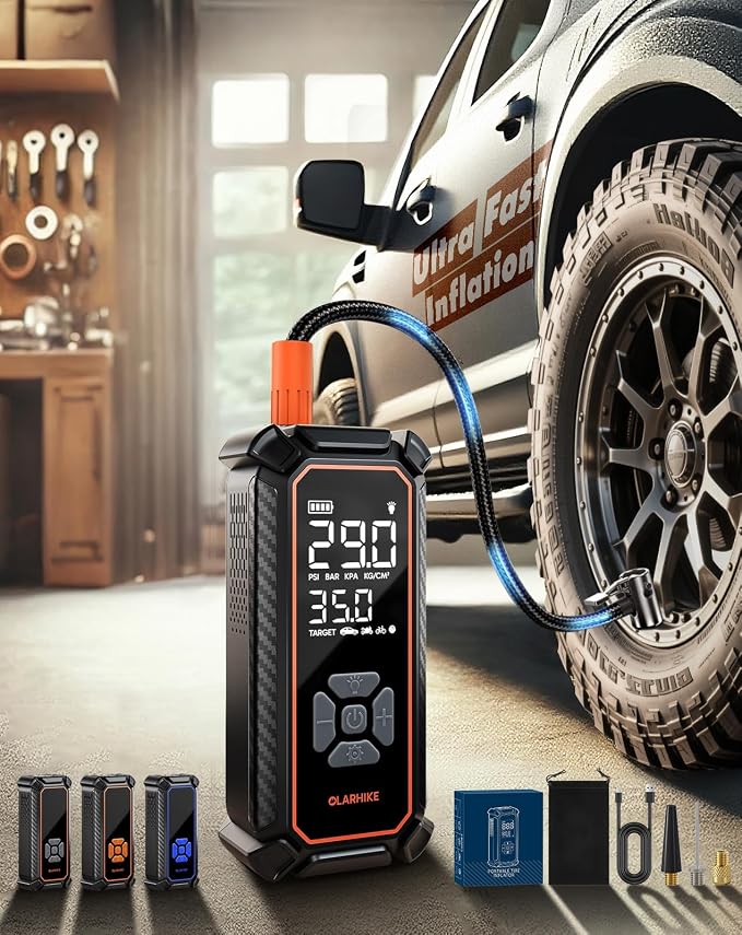 OlarHike Cordless Tire Inflator Portable Air Compressor, Ultra Fast Inflation by OlarHike