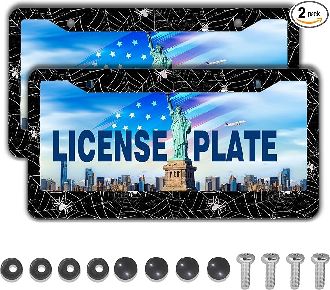 License Plate Cover for Men Black and White License Plate Frames for Women by Unknown
