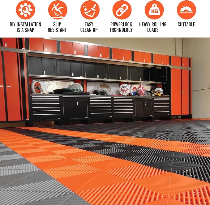 15.7"x15.7" Garage Flooring Tiles, Non-Slip Interlocking Plastic Garage Floor - Image 4