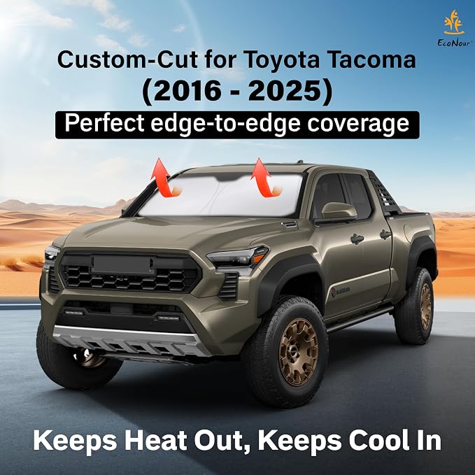 Econour Windshield Sun Shade for Toyota Tacoma 2016-2025 2026 Accessories 2Dr - Image 2